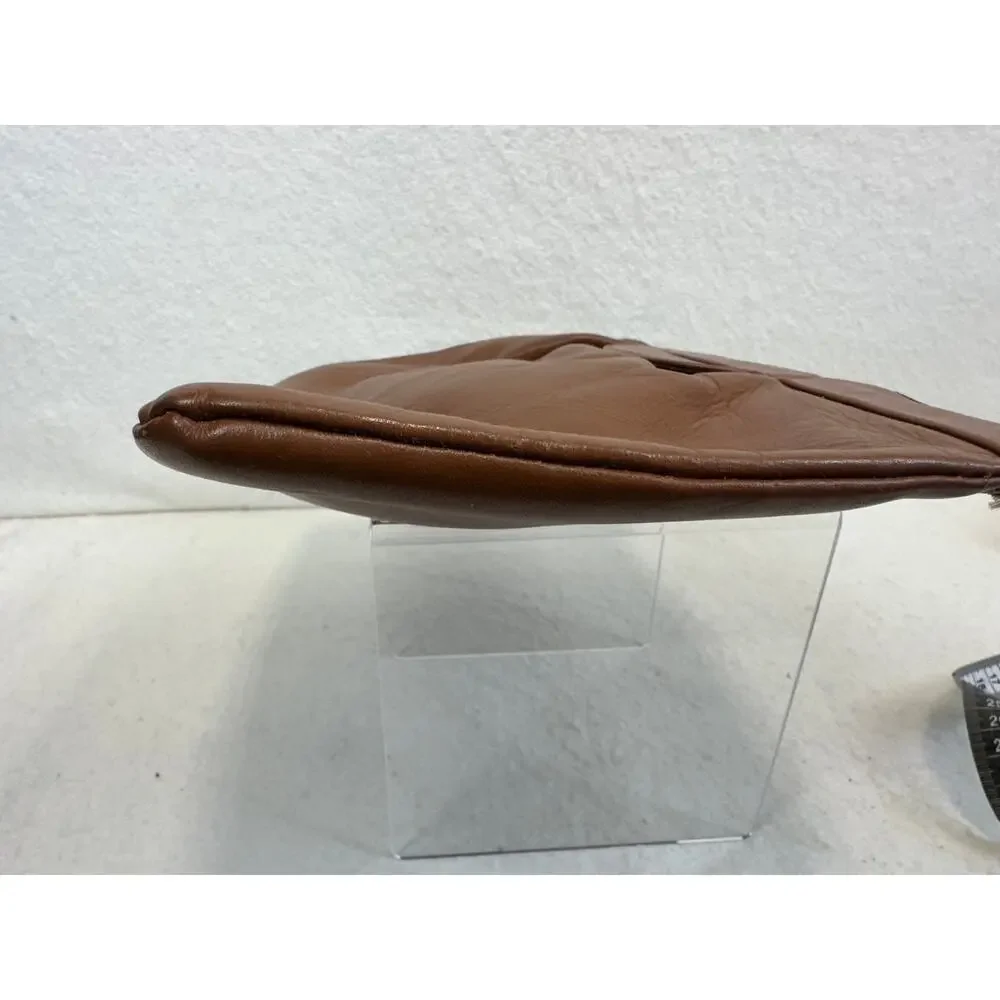 Vintage Brown Leather Envelope Clutch Purse Boho Light Academia Neutral